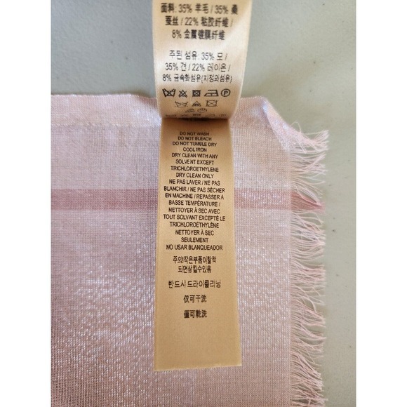 Burberry Lightweight Giant Check Wool Silk Viscose Scarf 84.6'' x 27.6'' Pink - Picture 9 of 16